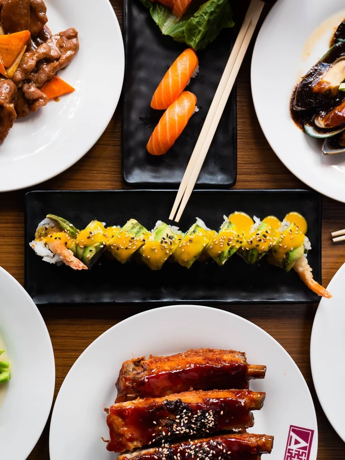 A+ Buffet Sushi & Bar takeout - fresh sushi rolls, sashimi and Asian hot dishes packed for pickup in Calgary SE