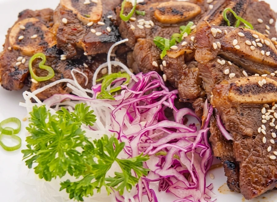 Korean BBQ-style dishes at A+ Buffet Asian buffet in Calgary SE