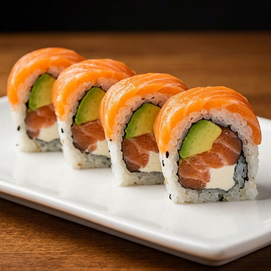All-you-can-eat sushi rolls including California and dynamite rolls at A+ Buffet Sushi & Bar Calgary